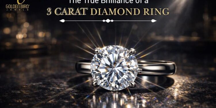 round brilliant diamond engagement ring with sparkling solitaire setting on luxury dark background golden bird jewels